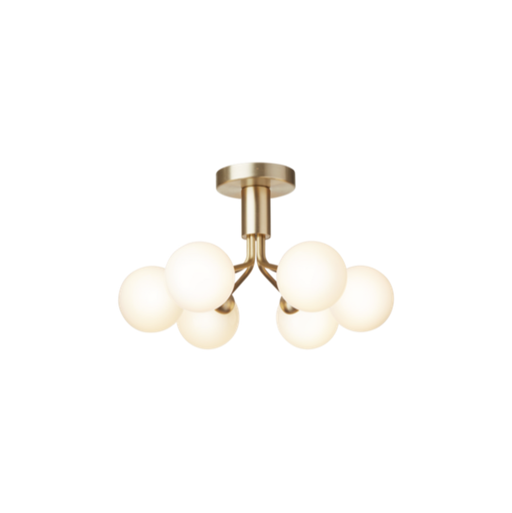 Nuura Apiales 6 taklampe børstet messing / opal glass