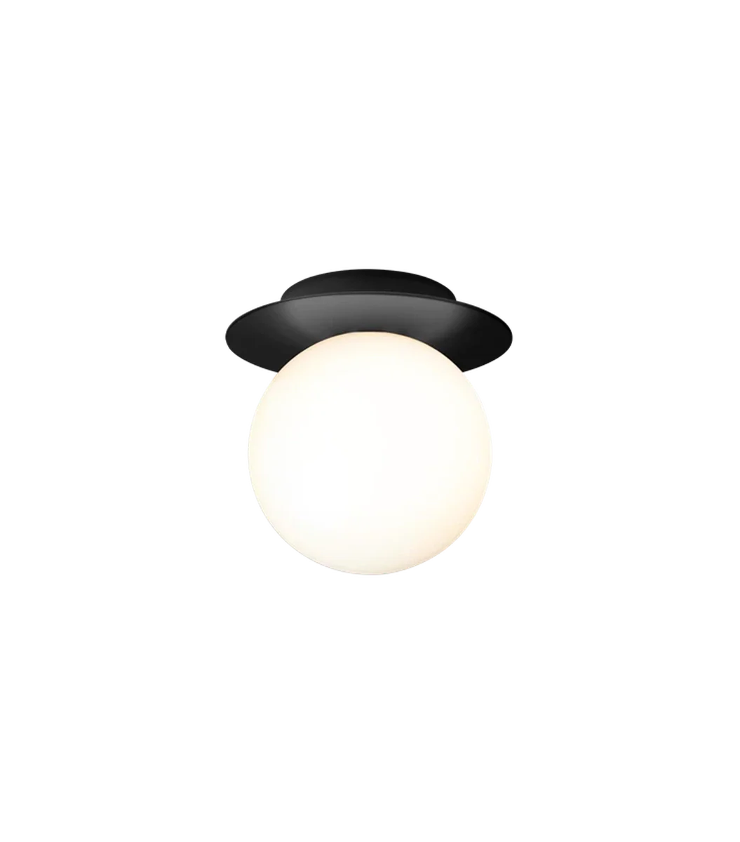 Nuura Liila 1 vegglampe/taklampe - medium - svart / opal glass